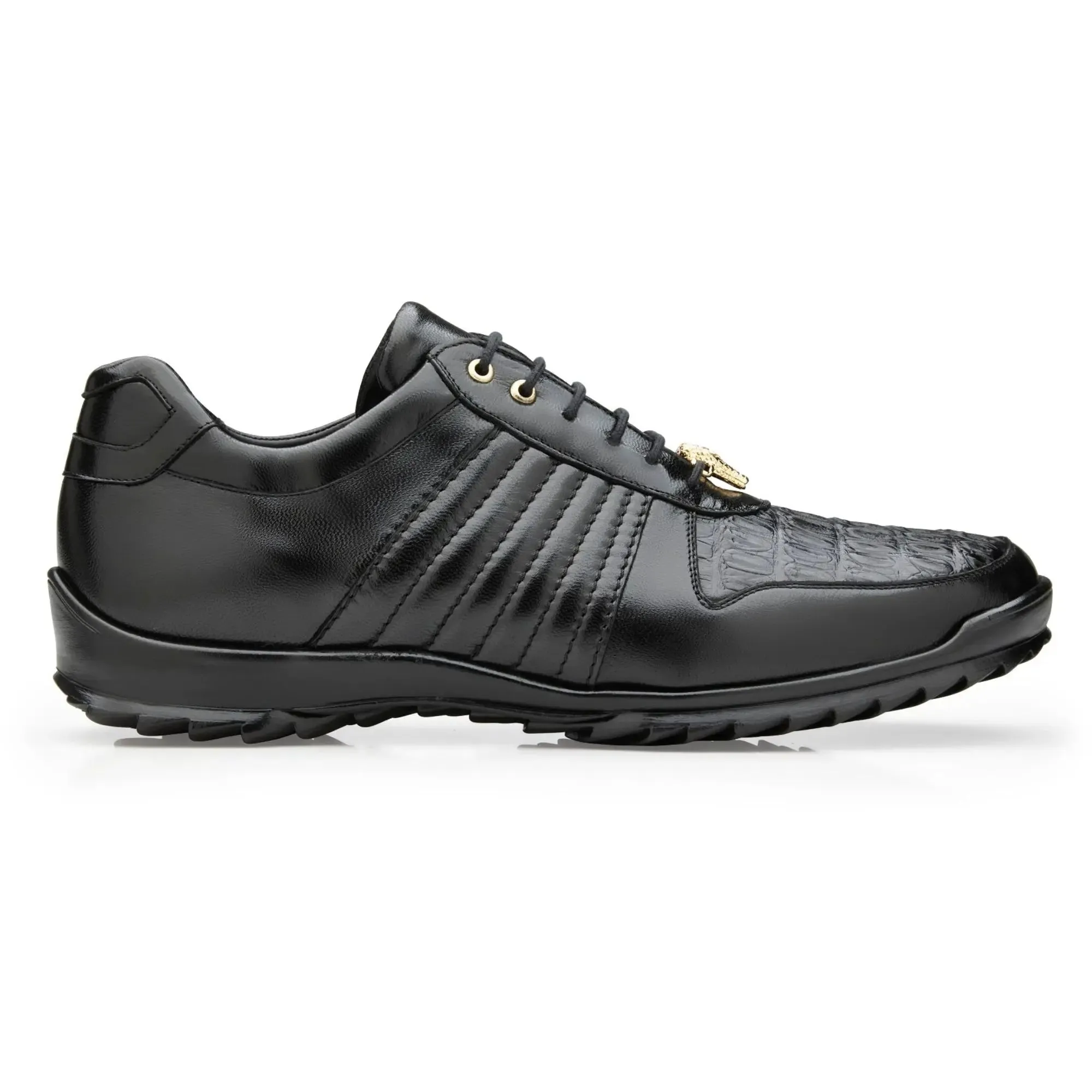 Chaussures Belvedere Exotic Skin Belvedere Astor en Véritable Caïman Noir & Baskets en Veau Souple