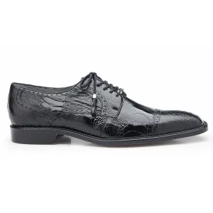 Belvedere Exotic Skin Shoes Belvedere Batta in Black Genuine Ostrich Oxfords
