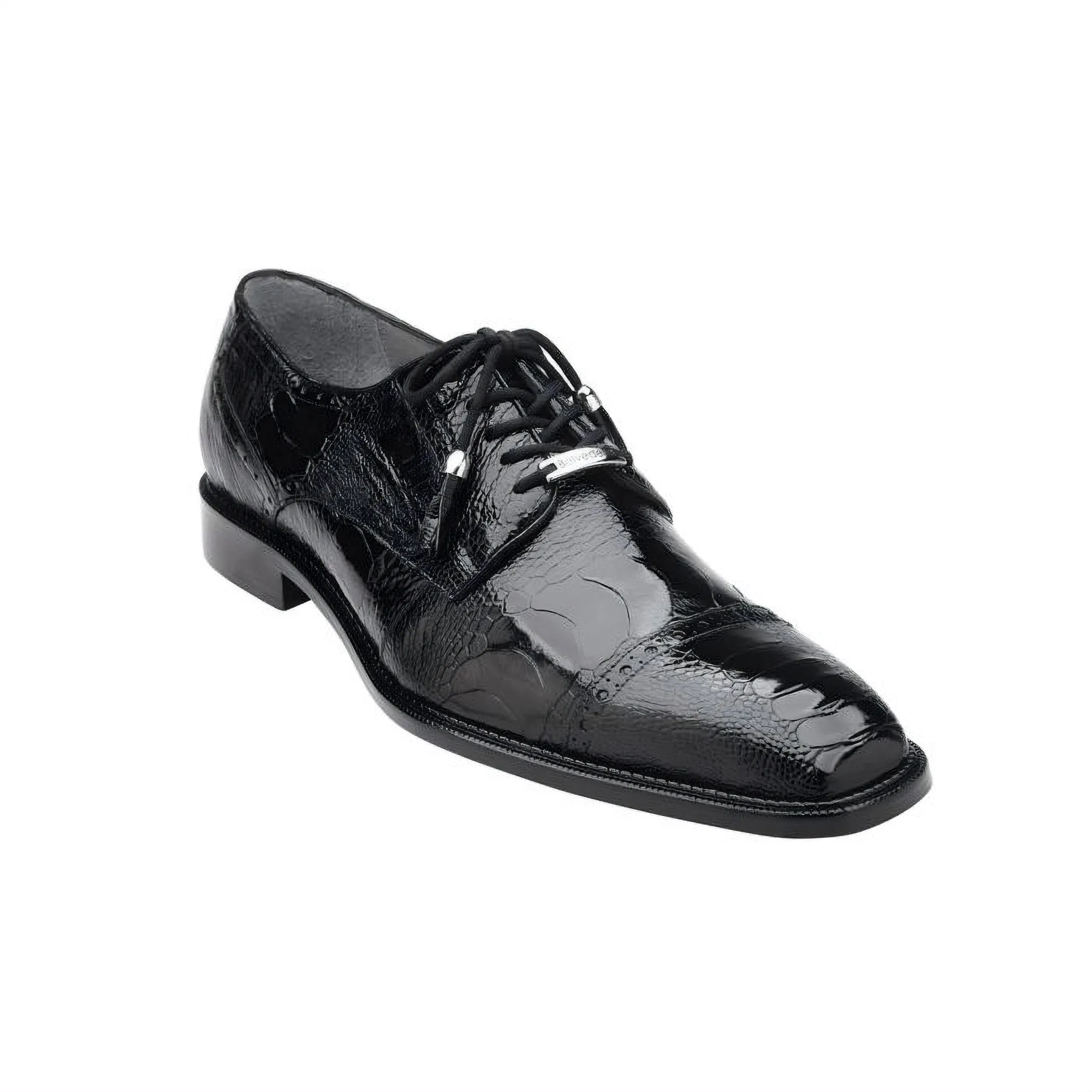 Chaussures Belvedere en Peau Exotique Belvedere Batta en Véritable Autruche Noire Oxford