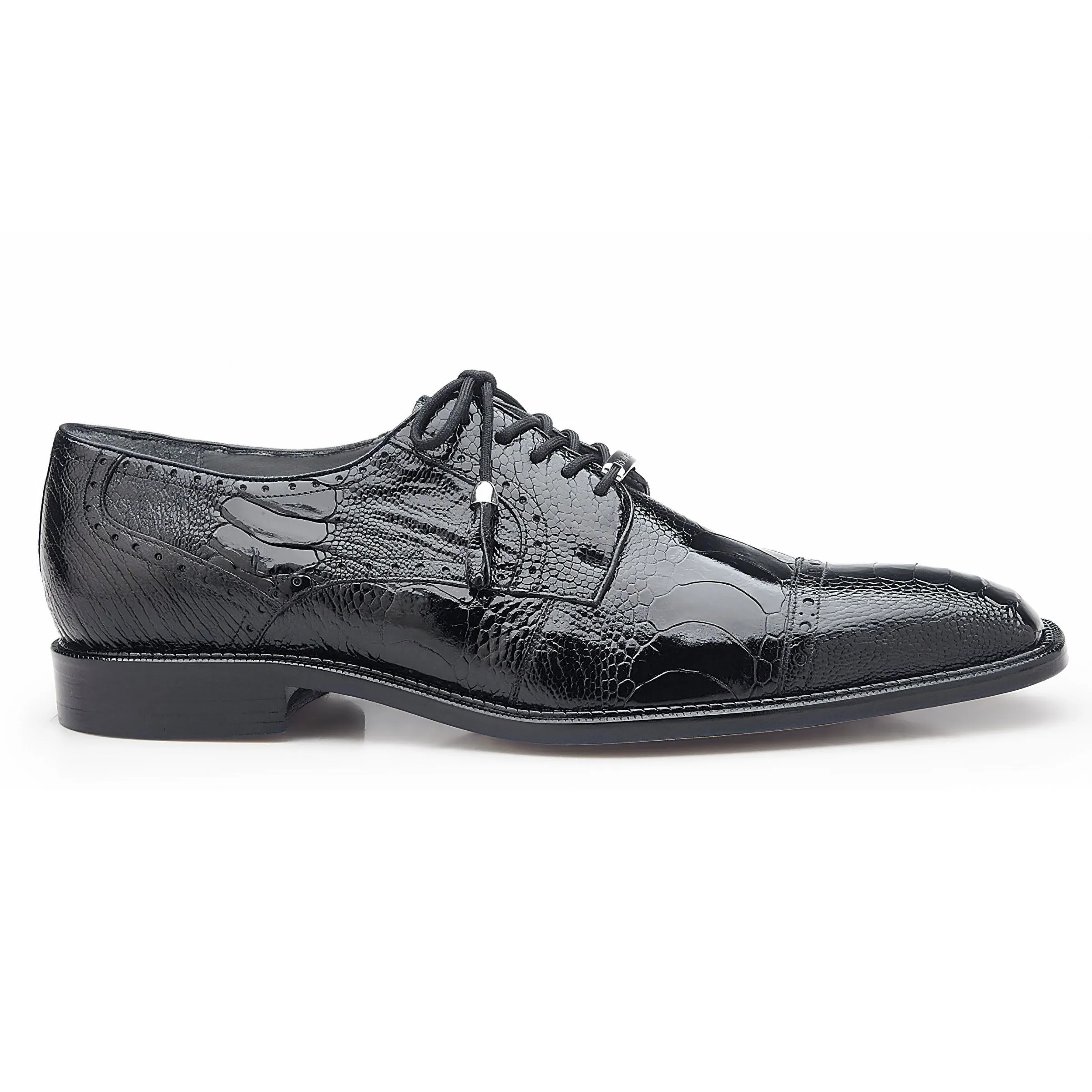 Chaussures Belvedere en Peau Exotique Belvedere Batta en Véritable Autruche Noire Oxford