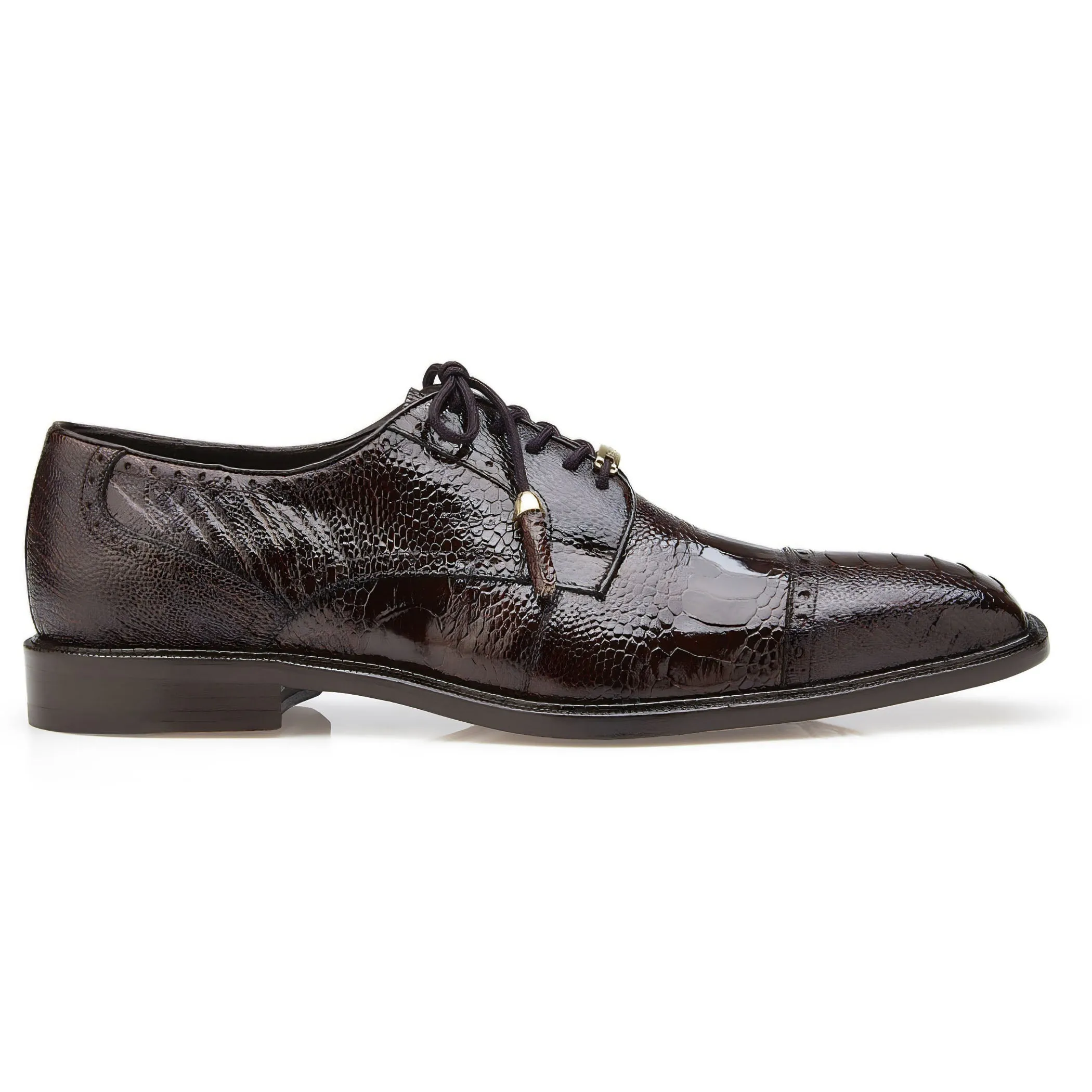 Chaussures Belvedere en Peau Exotique Belvedere Batta en Véritable Autruche Chocolat Oxford