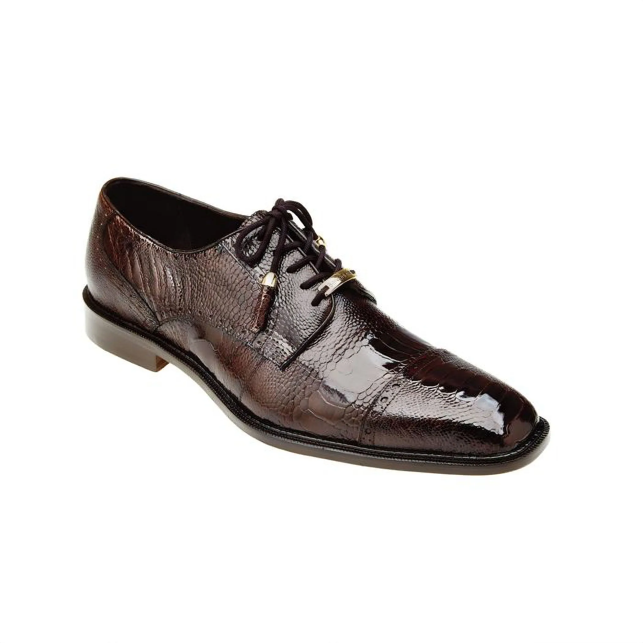 Chaussures Belvedere en Peau Exotique Belvedere Batta en Véritable Autruche Chocolat Oxford