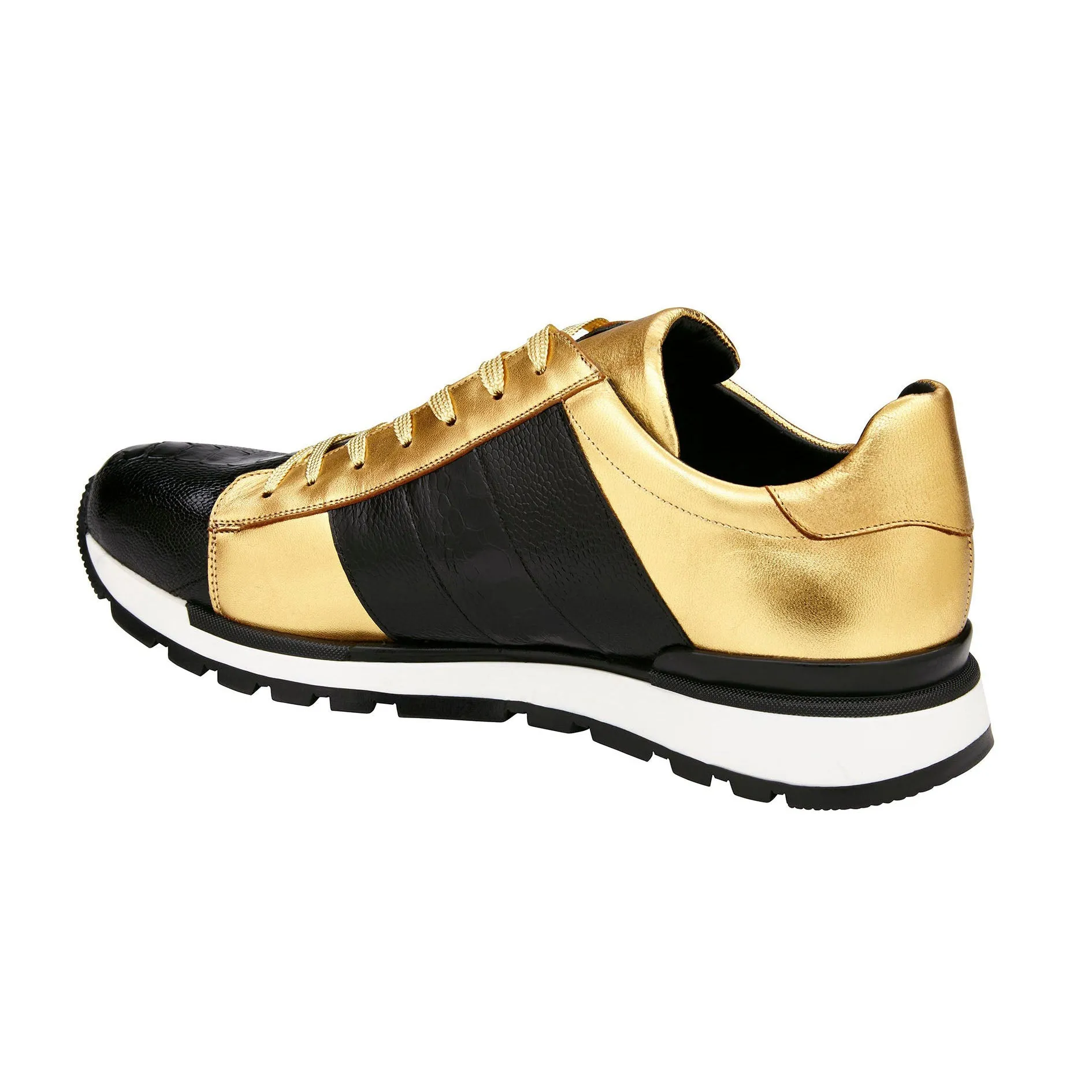 Chaussures Belvedere en Peau Exotique Sneakers Belvedere Blake en Noir / Bloc de Couleur Or
