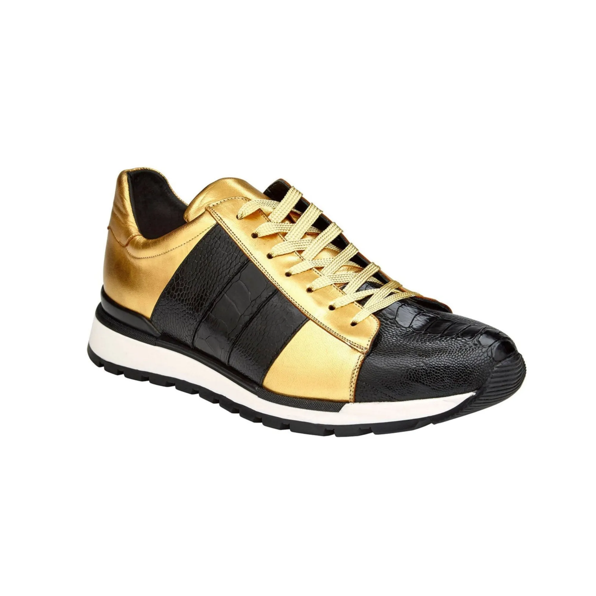 Chaussures Belvedere en Peau Exotique Sneakers Belvedere Blake en Noir / Bloc de Couleur Or