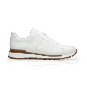 Belvedere Exotic Skin Shoes Belvedere Blake in White Color Block Exotic Skin Sneakers