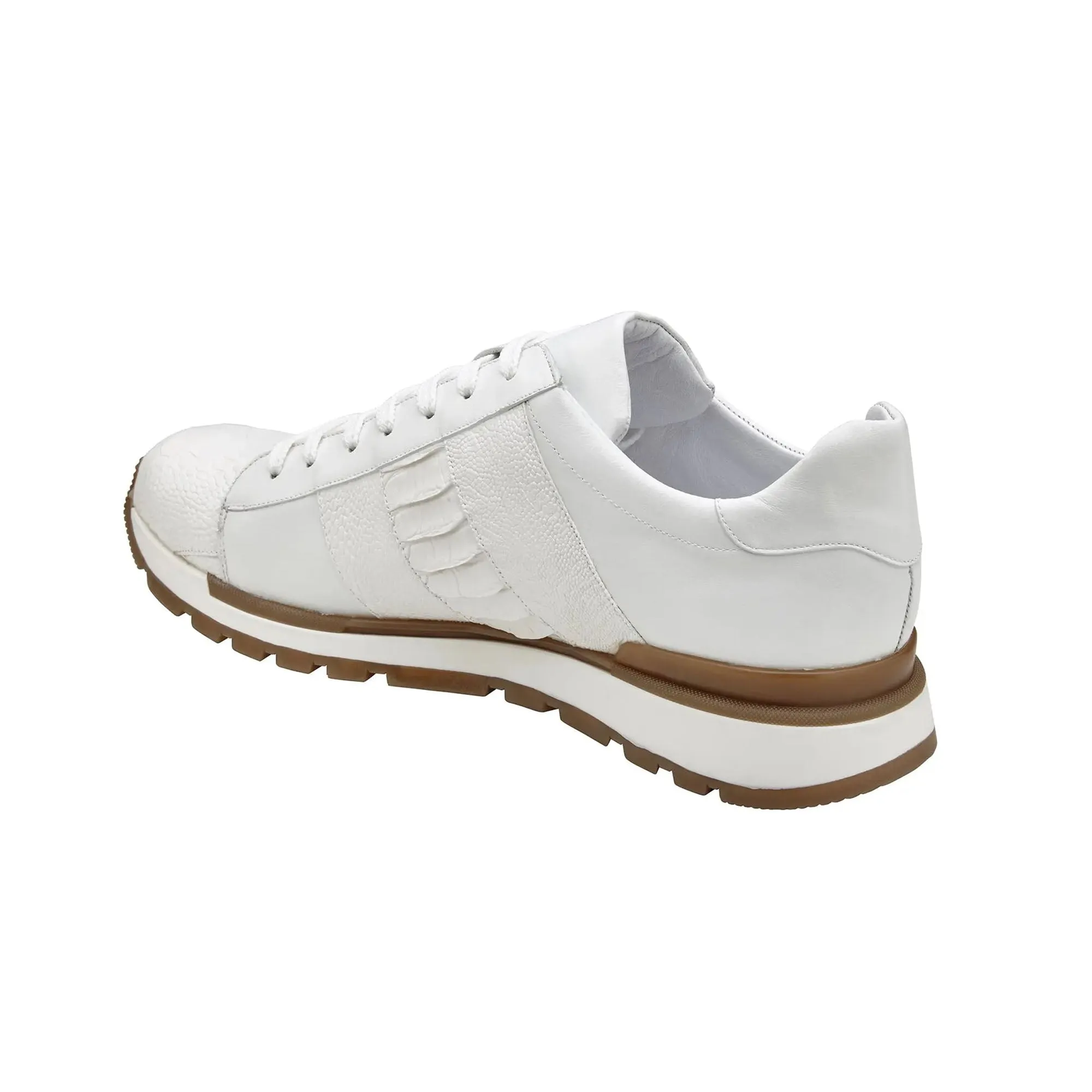 Chaussures Belvedere en peau exotique - Sneakers Belvedere Blake en bloc de couleur blanche avec peau exotique
