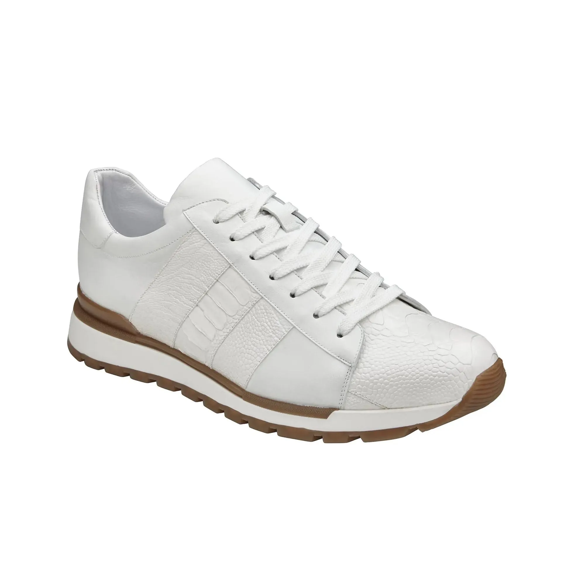 Chaussures Belvedere en peau exotique - Sneakers Belvedere Blake en bloc de couleur blanche avec peau exotique