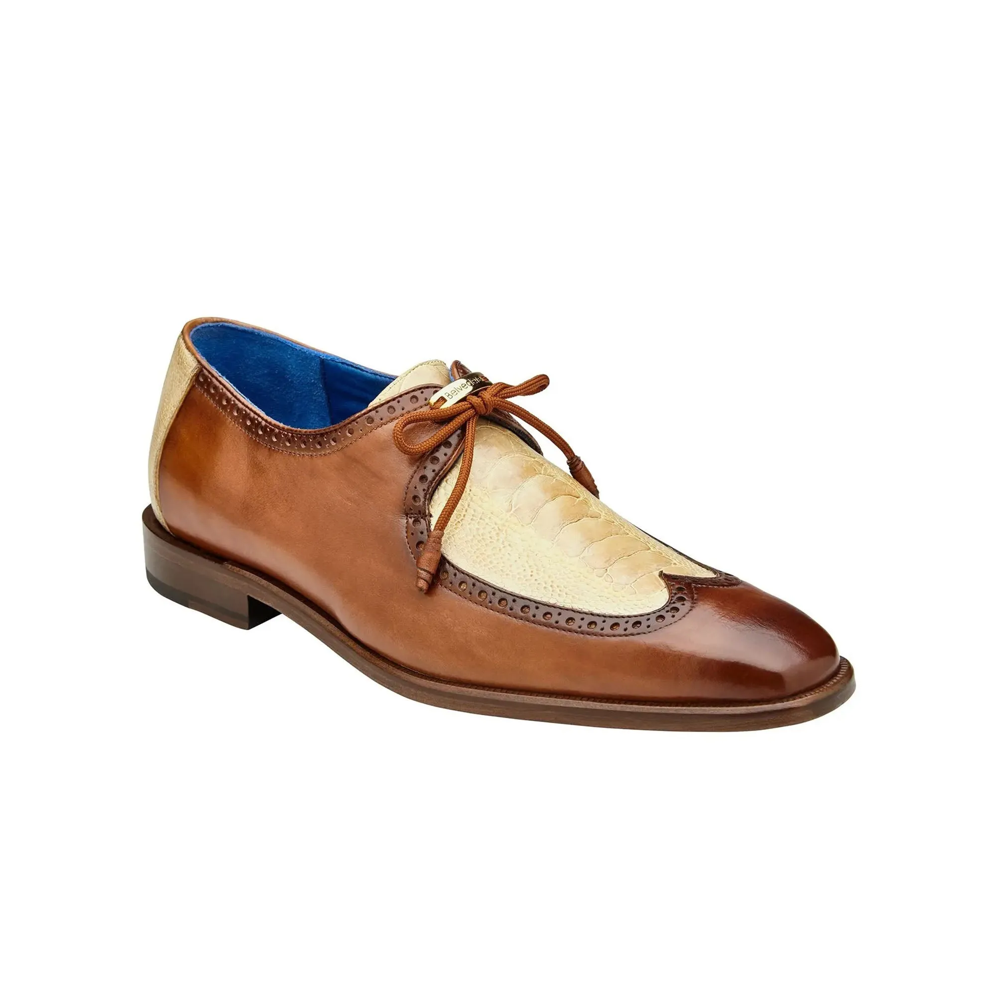 Chaussures Belvedere Exotic Skin Belvedere Etore en Amande Antique / Jambe d'Autruche et Cuir Oxford