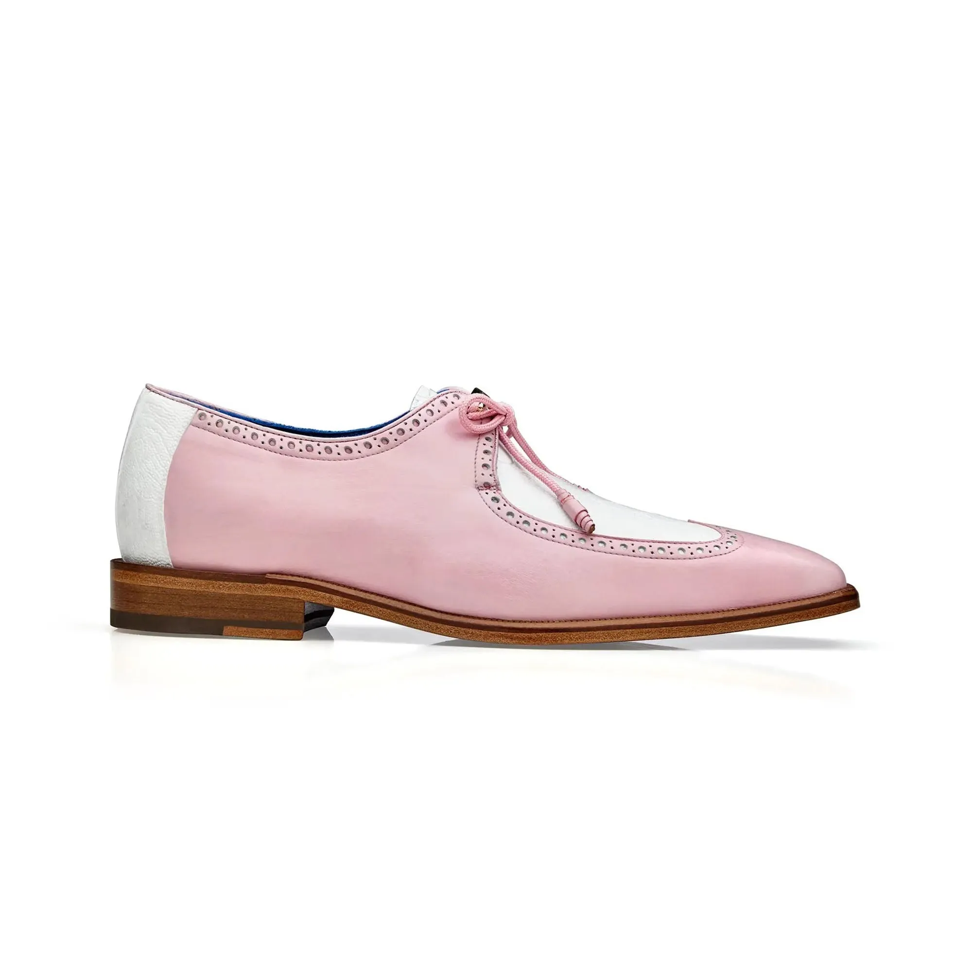 Chaussures Belvedere Exotic Skin Belvedere Etore en Pink / White Ostrich Leg & Cuir Oxford