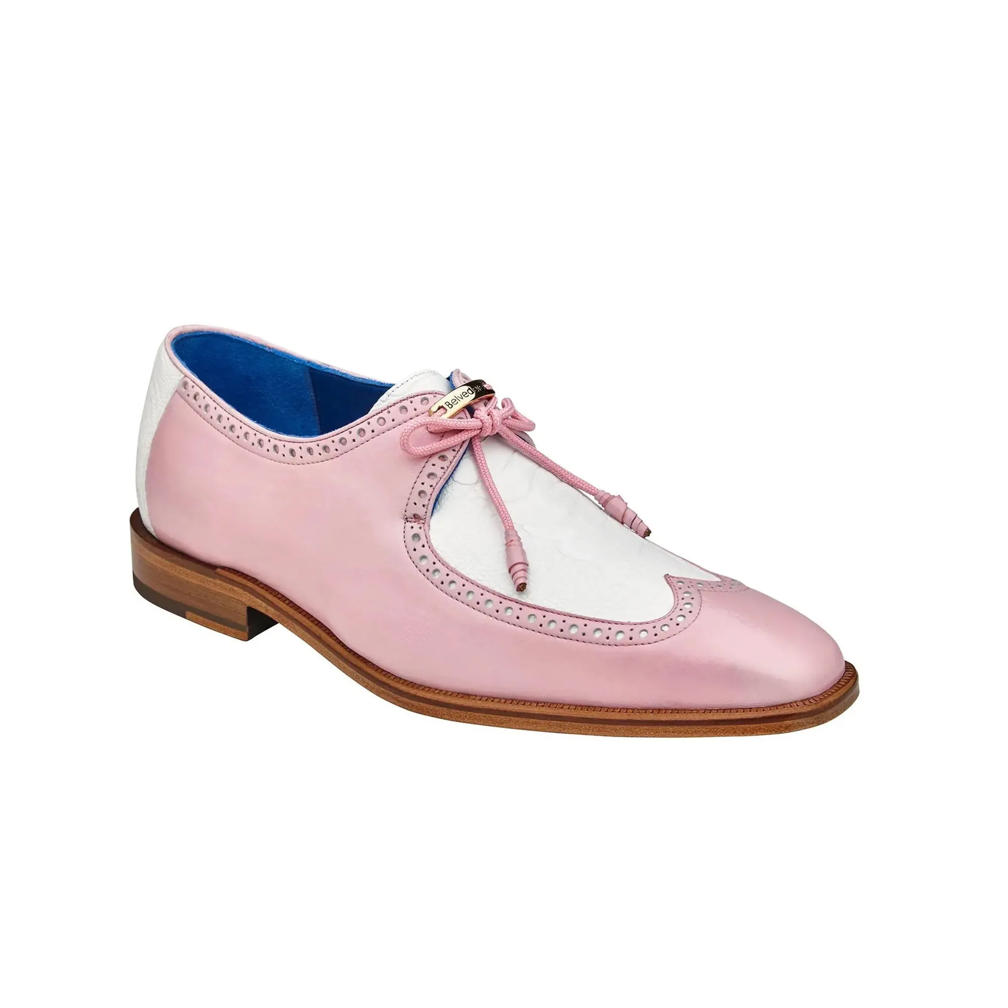 Chaussures Belvedere Exotic Skin Belvedere Etore en Pink / White Ostrich Leg & Cuir Oxford