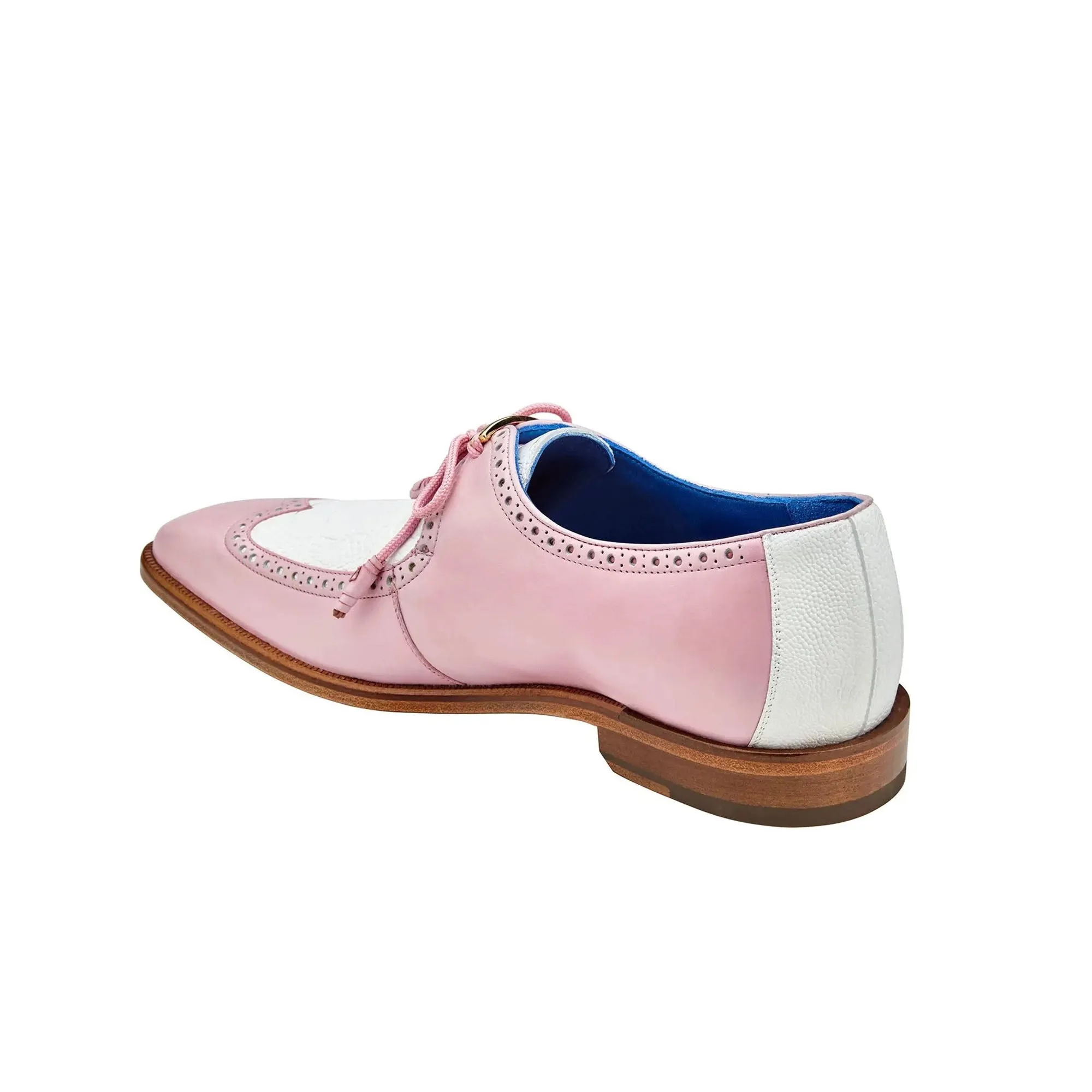 Chaussures Belvedere Exotic Skin Belvedere Etore en Pink / White Ostrich Leg & Cuir Oxford