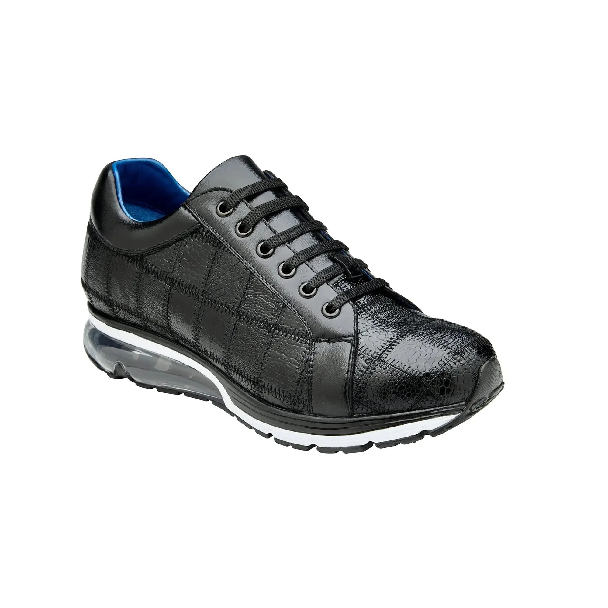 Chaussures Belvedere en Peau Exotique Sneakers Belvedere Magnus en Patchwork d'Autruche Noire
