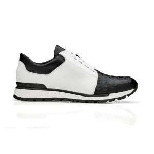 Belvedere Exotic Skin Shoes Belvedere Titan in Black / White Caiman Crocodile & Leather Sneakers