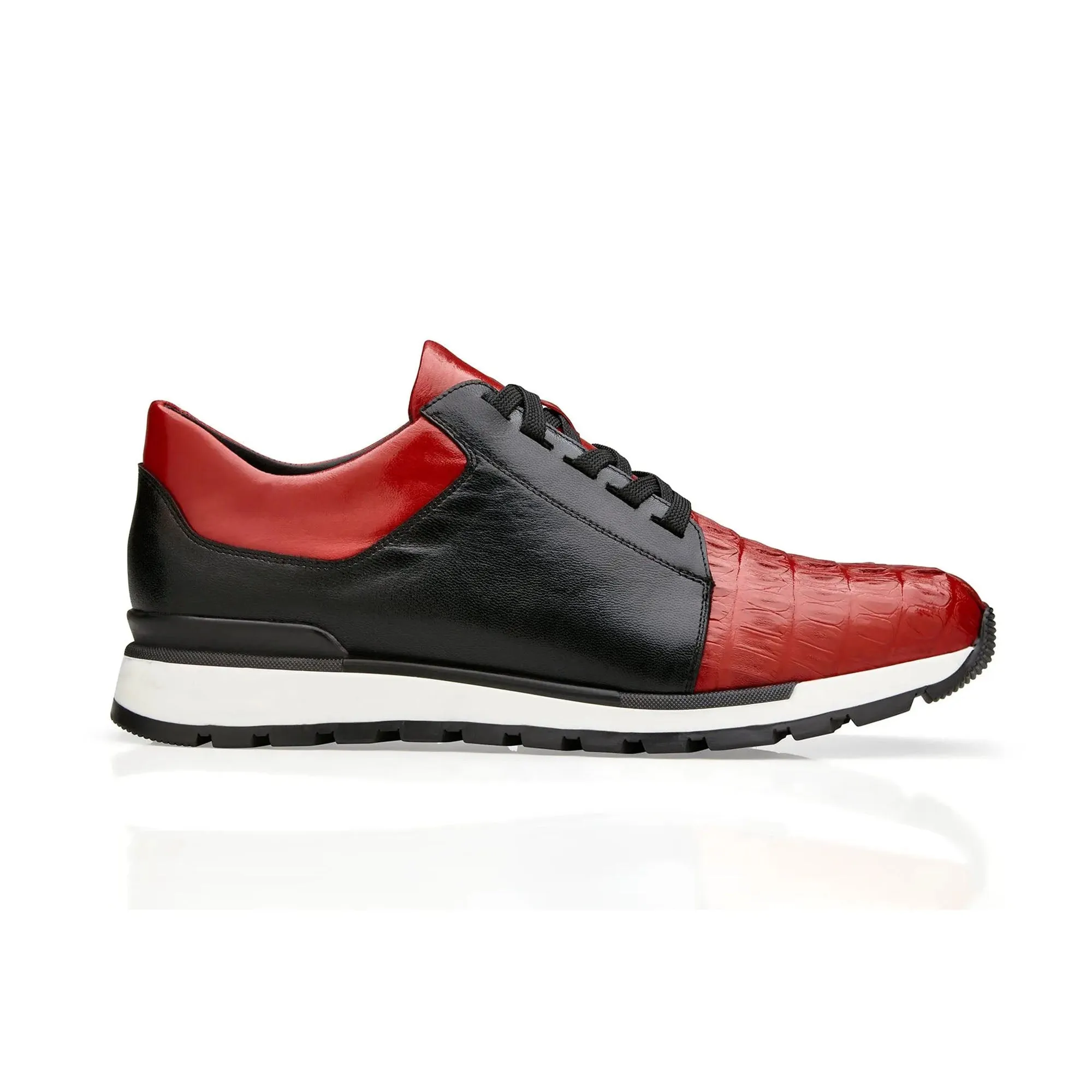 Chaussures Belvedere en peau exotique Belvedere Titan en Rouge / Noir en Caïman Crocodile & Cuir