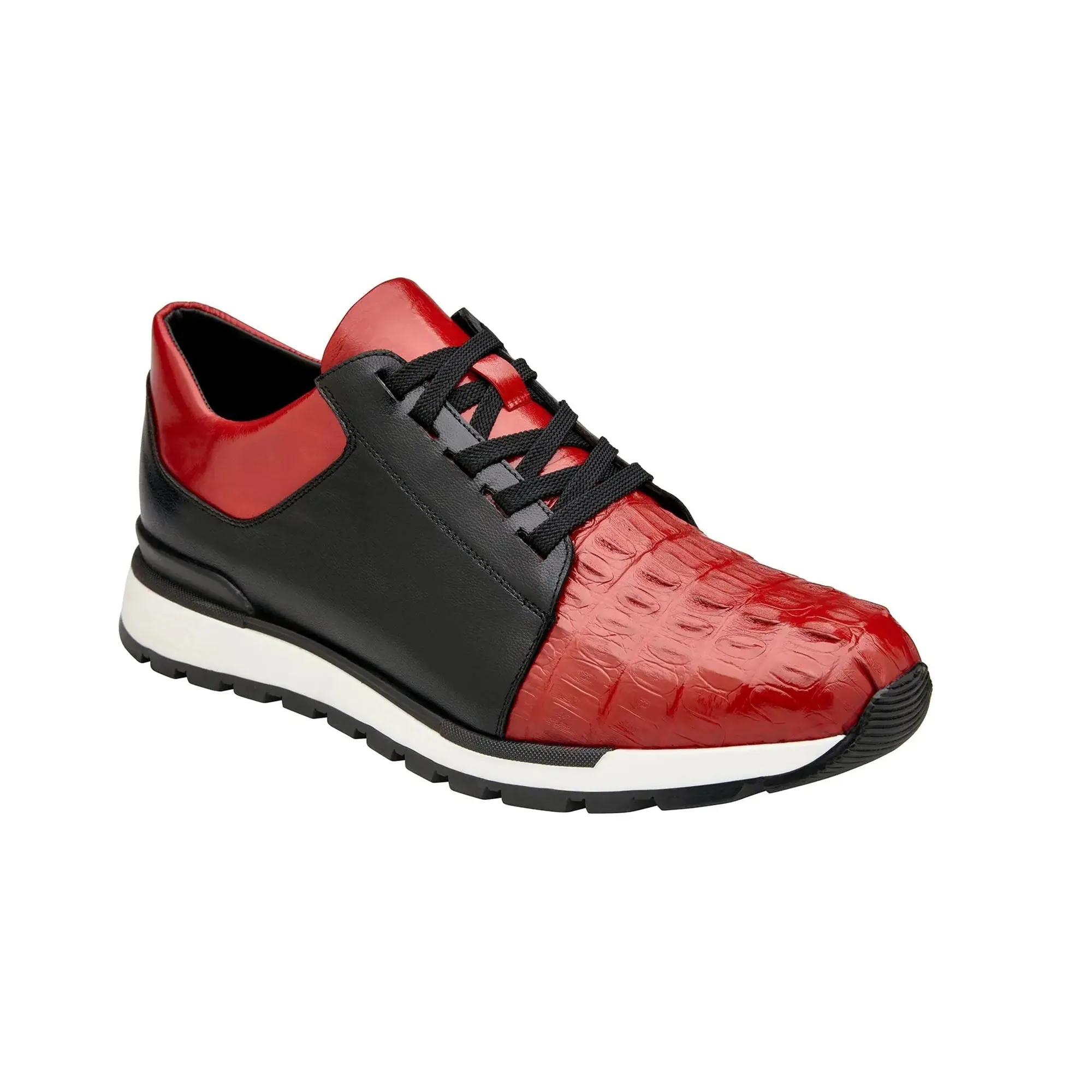 Chaussures Belvedere en peau exotique Belvedere Titan en Rouge / Noir en Caïman Crocodile & Cuir