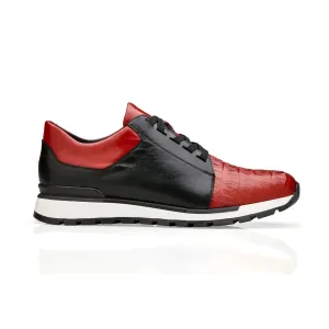 Belvedere Exotic Skin Shoes Belvedere Titan in Red / Black Caiman Crocodile & Leather Sneakers