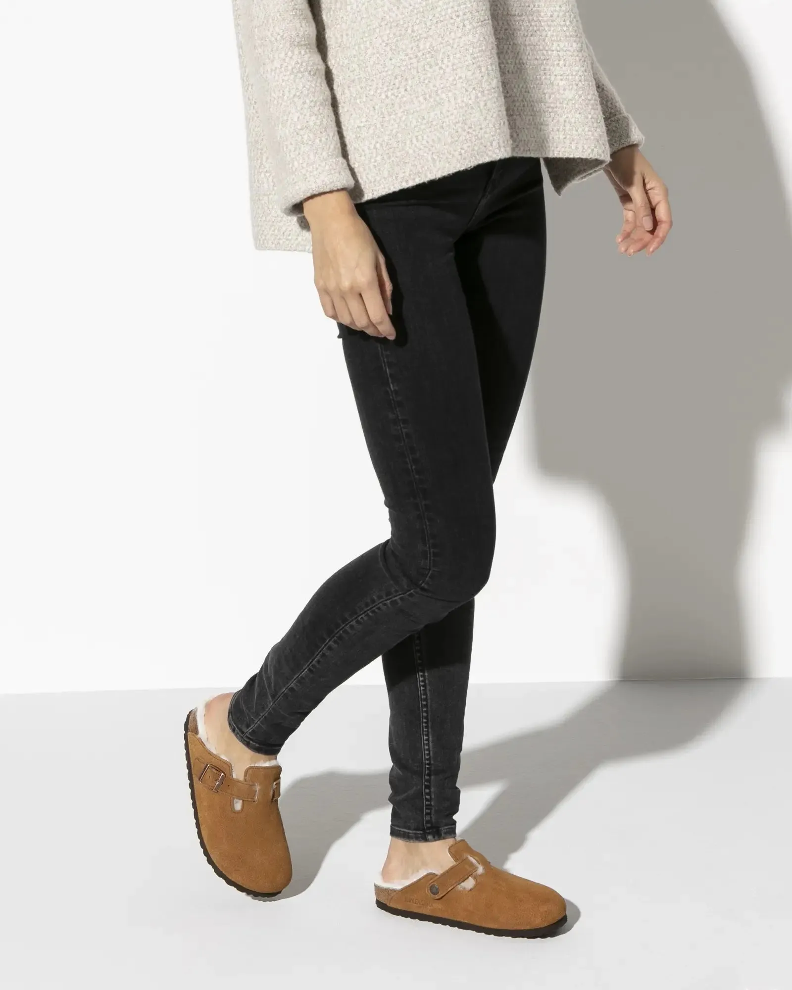 Birkenstock Chaussons Boston en fourrure de vison