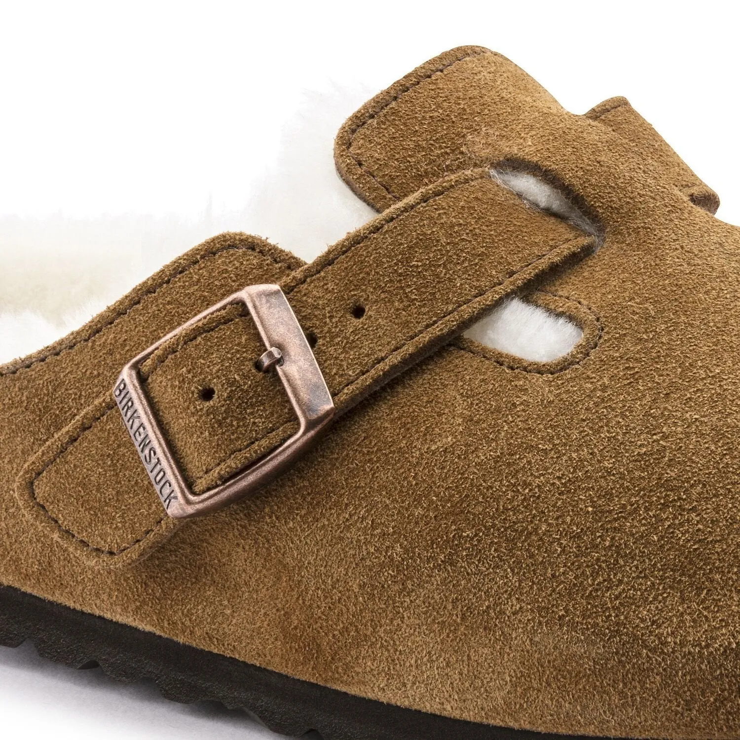 Birkenstock Chaussures Boston en daim doublé fourrure de vison régulier