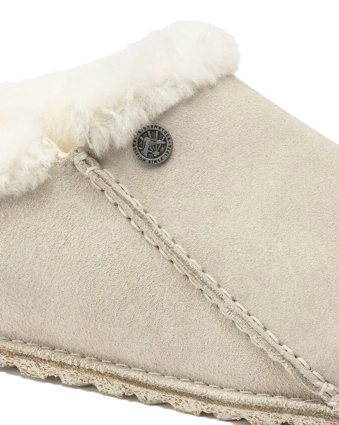 Birkenstock Chaussons Zermatt en Suède et Cuir Premium de couleur Blanc Antique