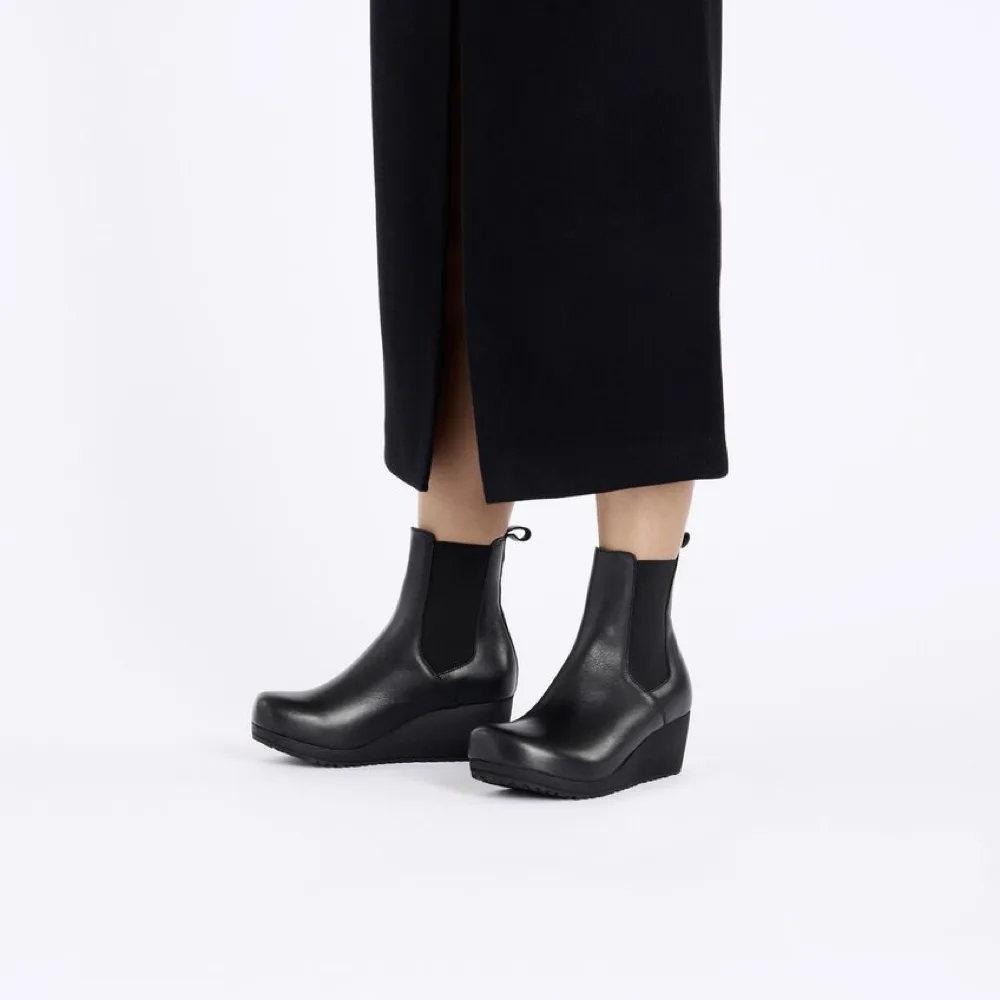 Bottes compensées à enfiler en cuir Ebba pour femme Birkenstock en noir