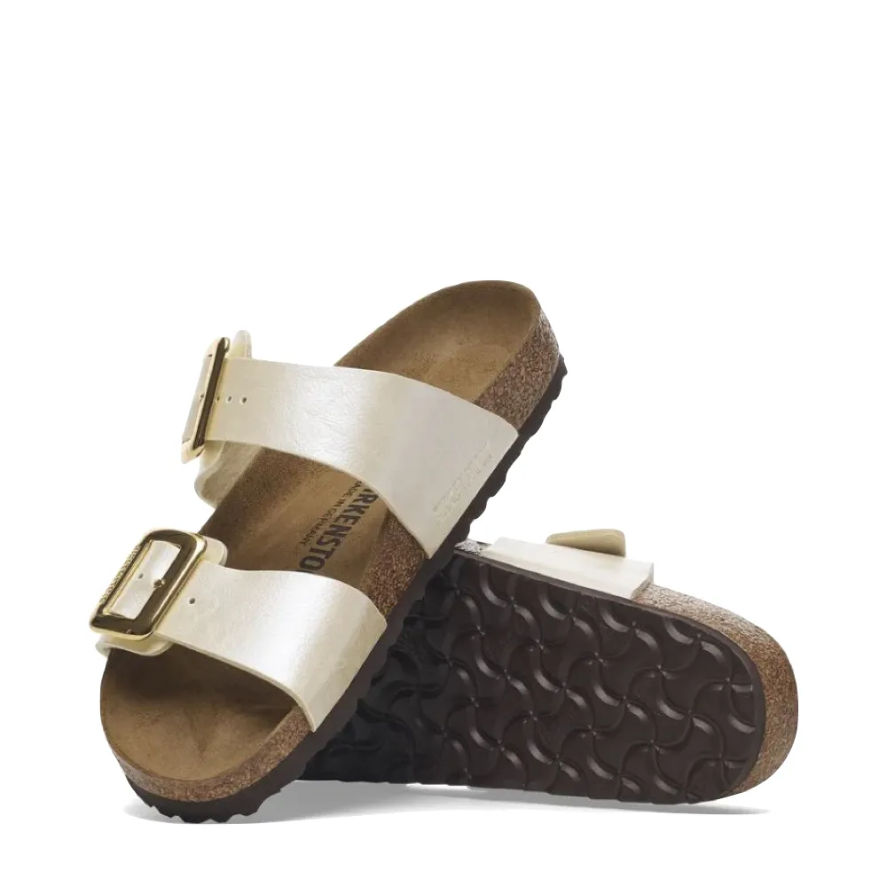 Birkenstock Femme Sydney Luxe Boucle Sandale Birko-Flor en Blanc Perle Gracieux