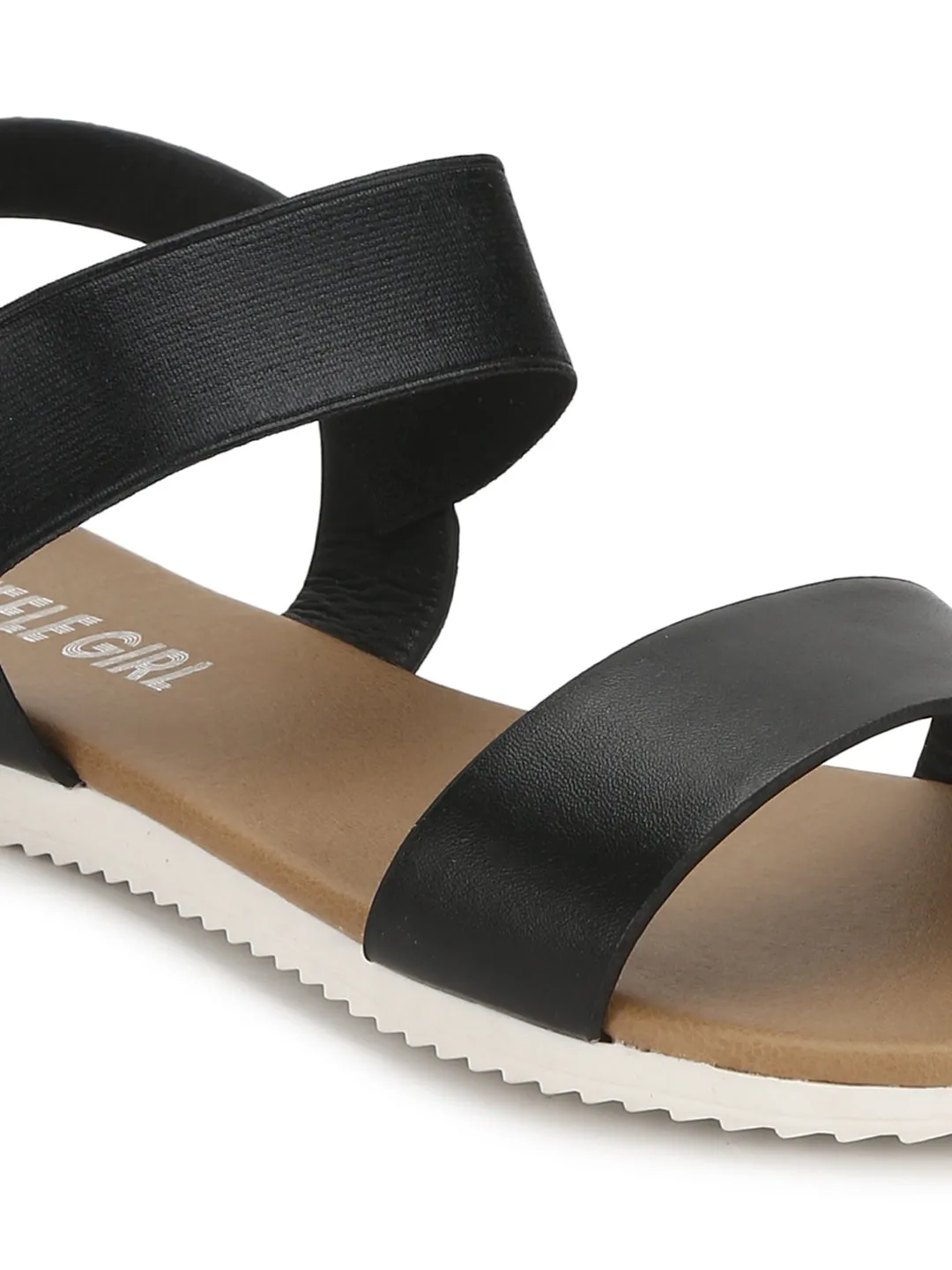 Sandales à enfiler avec bride noire à la cheville