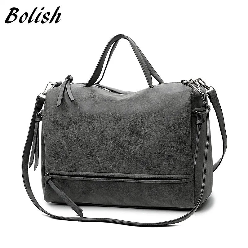 Bolish Brand Fashion Sac à Bandoulière Femme en Cuir Nubuck Sac à Main Femme Sac Messager Vintage Sacs Bandoulière Moto Sac Femme Fashion Nova Bags