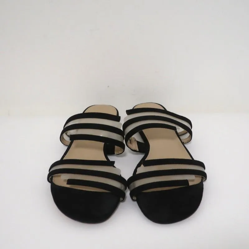 Botkier Maisie Sandales Plates à Glissière Suède Noir & PVC Transparent Taille 7