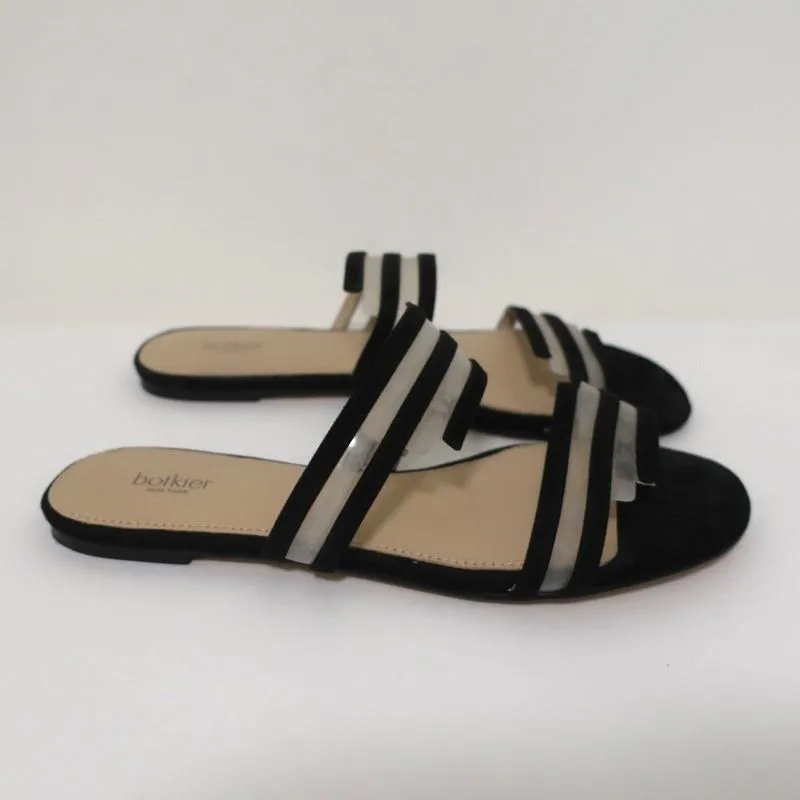 Botkier Maisie Sandales Plates à Glissière Suède Noir & PVC Transparent Taille 7