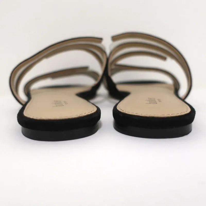 Botkier Maisie Sandales Plates à Glissière Suède Noir & PVC Transparent Taille 7
