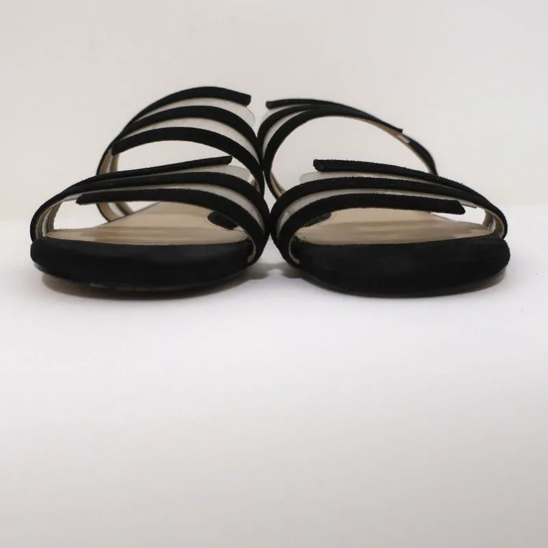 Botkier Maisie Sandales Plates à Glissière Suède Noir & PVC Transparent Taille 7