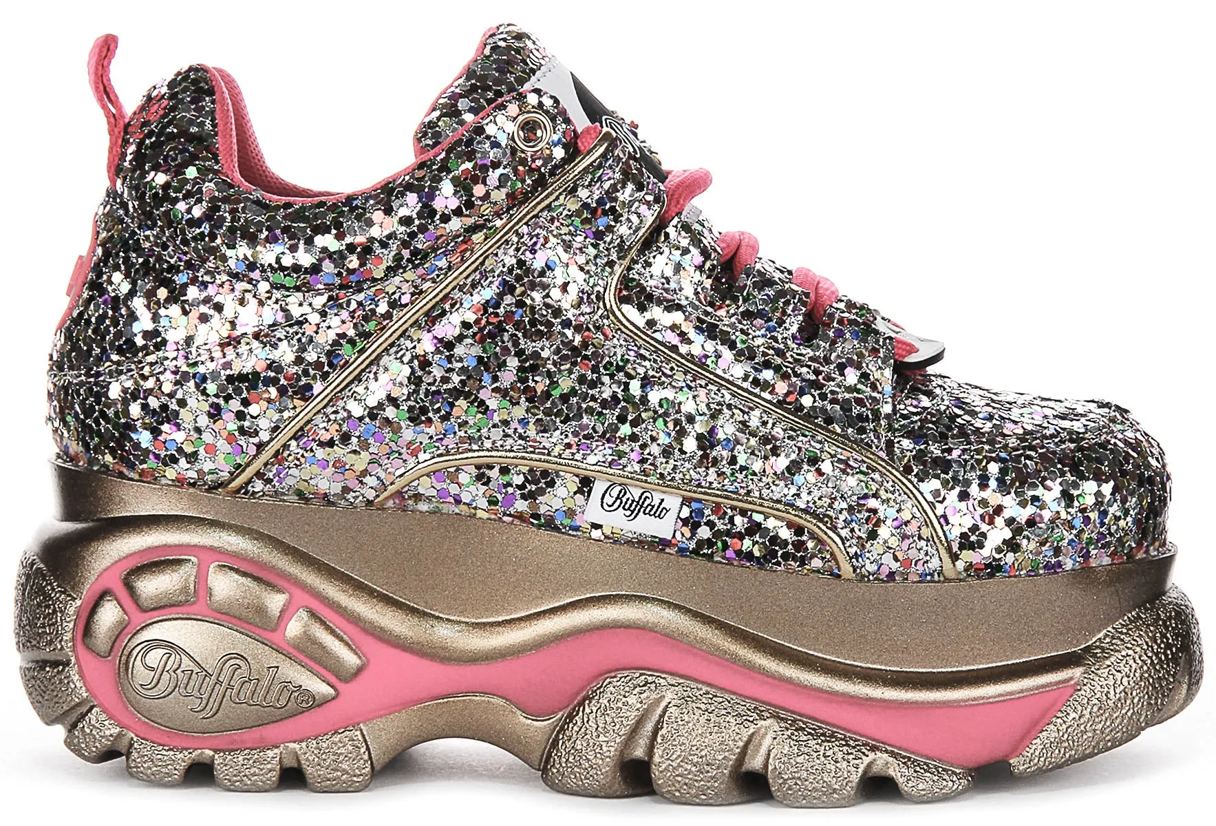 Buffalo 1339-14 2.0 En Paillettes Argentées Pour Femme Chaussures Buffalo