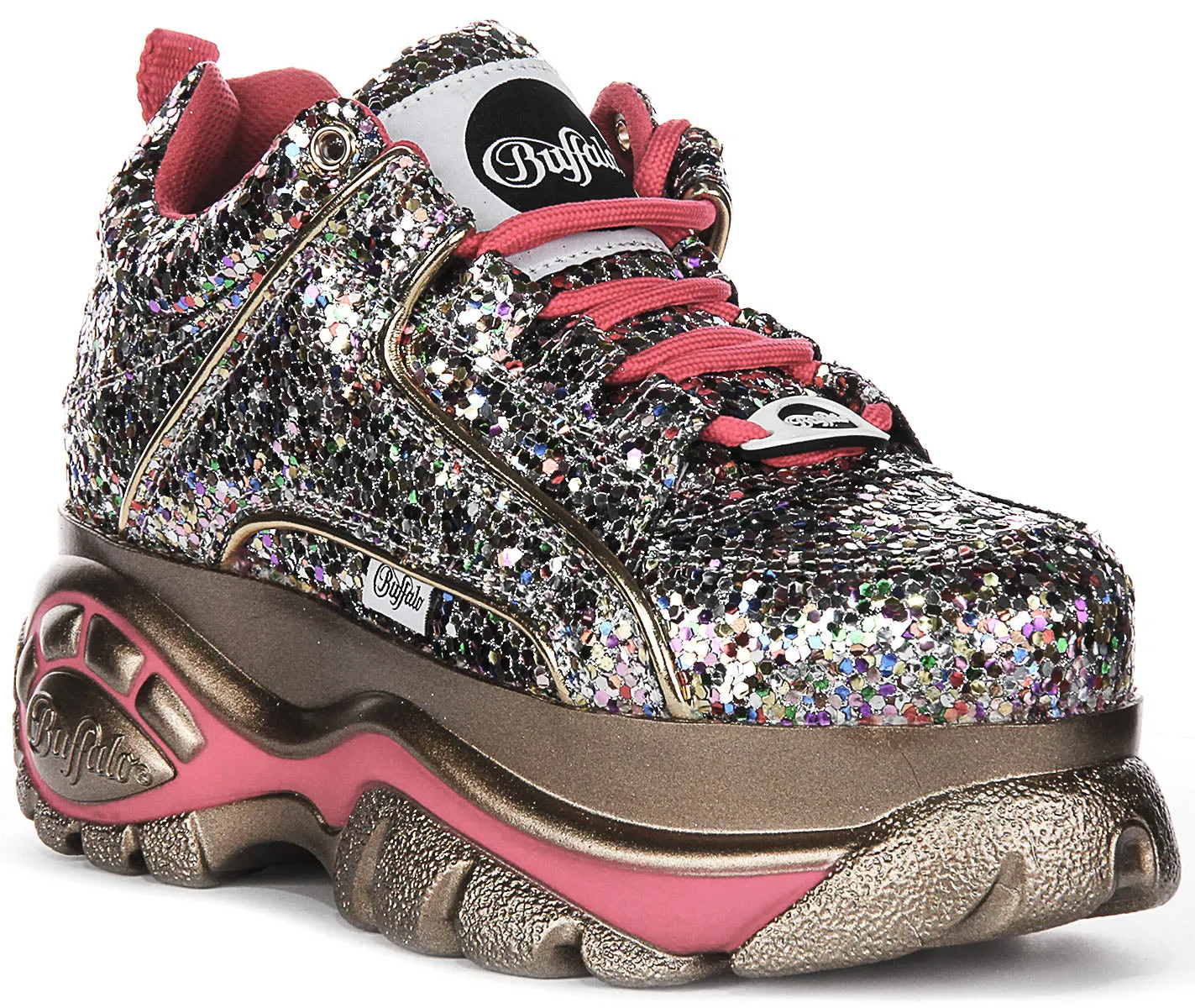 Buffalo 1339-14 2.0 En Paillettes Argentées Pour Femme Chaussures Buffalo
