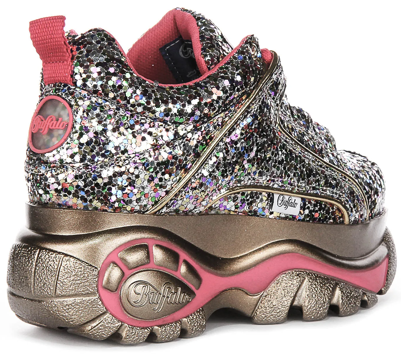 Buffalo 1339-14 2.0 En Paillettes Argentées Pour Femme Chaussures Buffalo