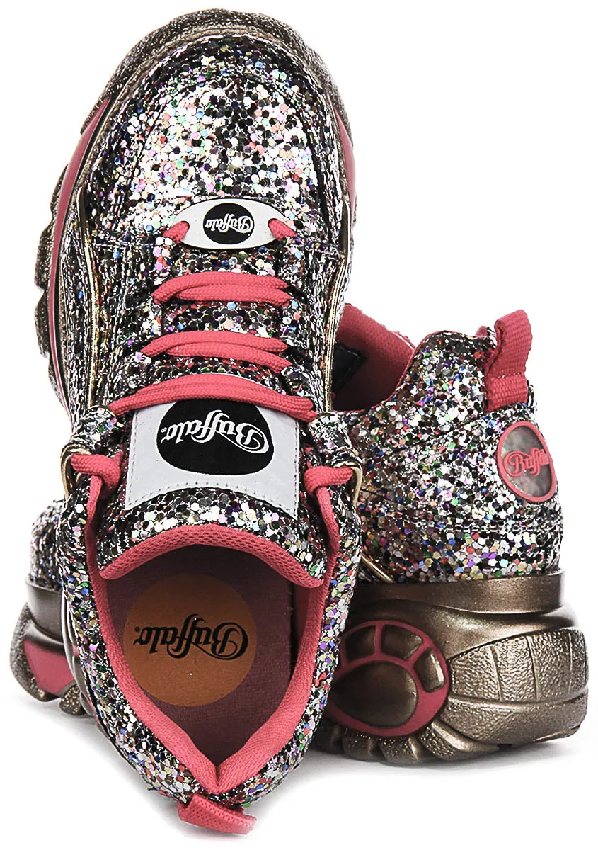 Buffalo 1339-14 2.0 En Paillettes Argentées Pour Femme Chaussures Buffalo