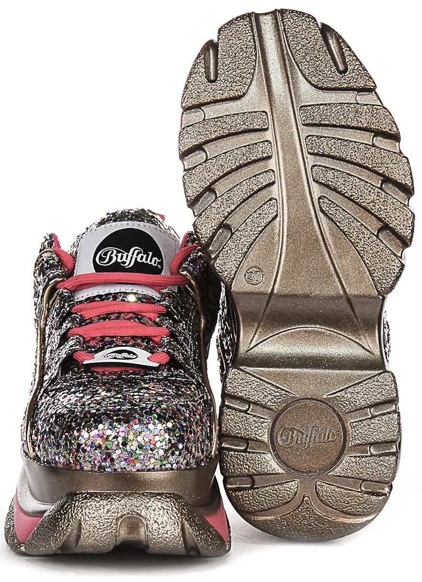 Buffalo 1339-14 2.0 En Paillettes Argentées Pour Femme Chaussures Buffalo