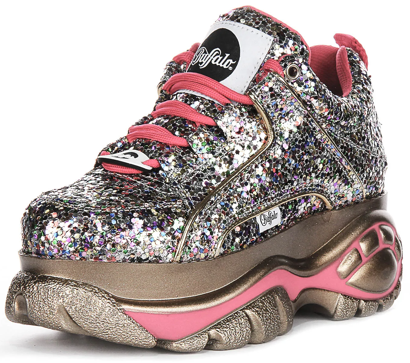 Buffalo 1339-14 2.0 En Paillettes Argentées Pour Femme Chaussures Buffalo