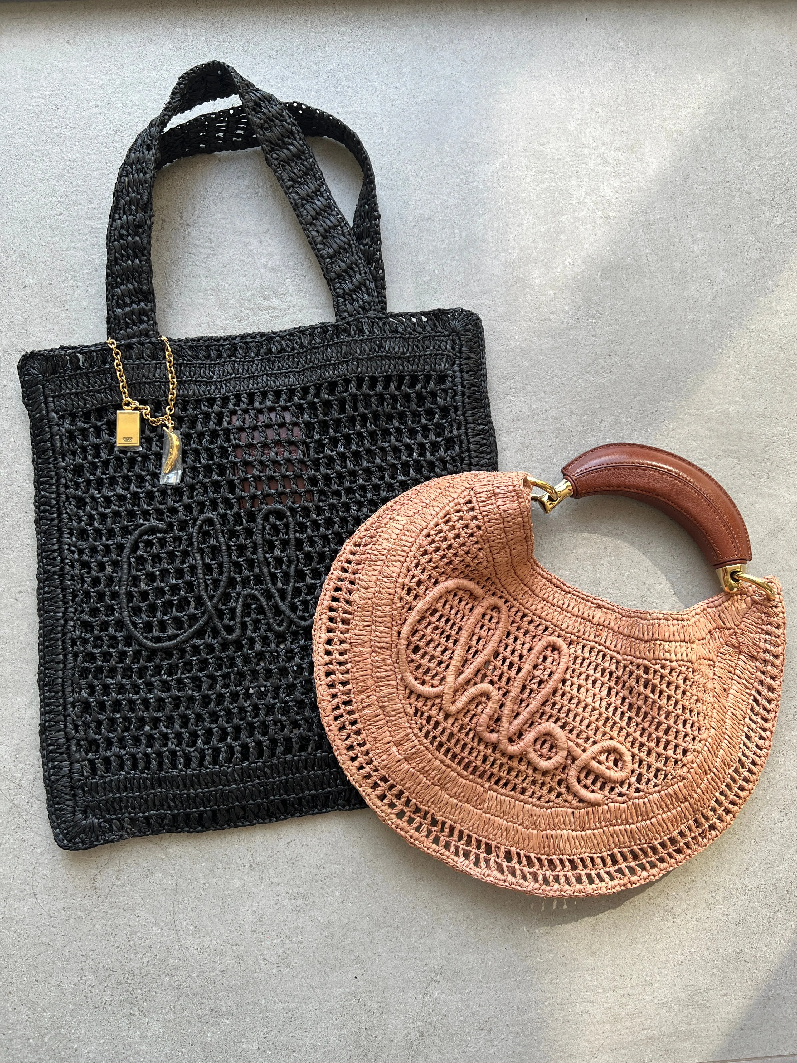 Chloé Sacs Banana Raffia Hobo, Beige