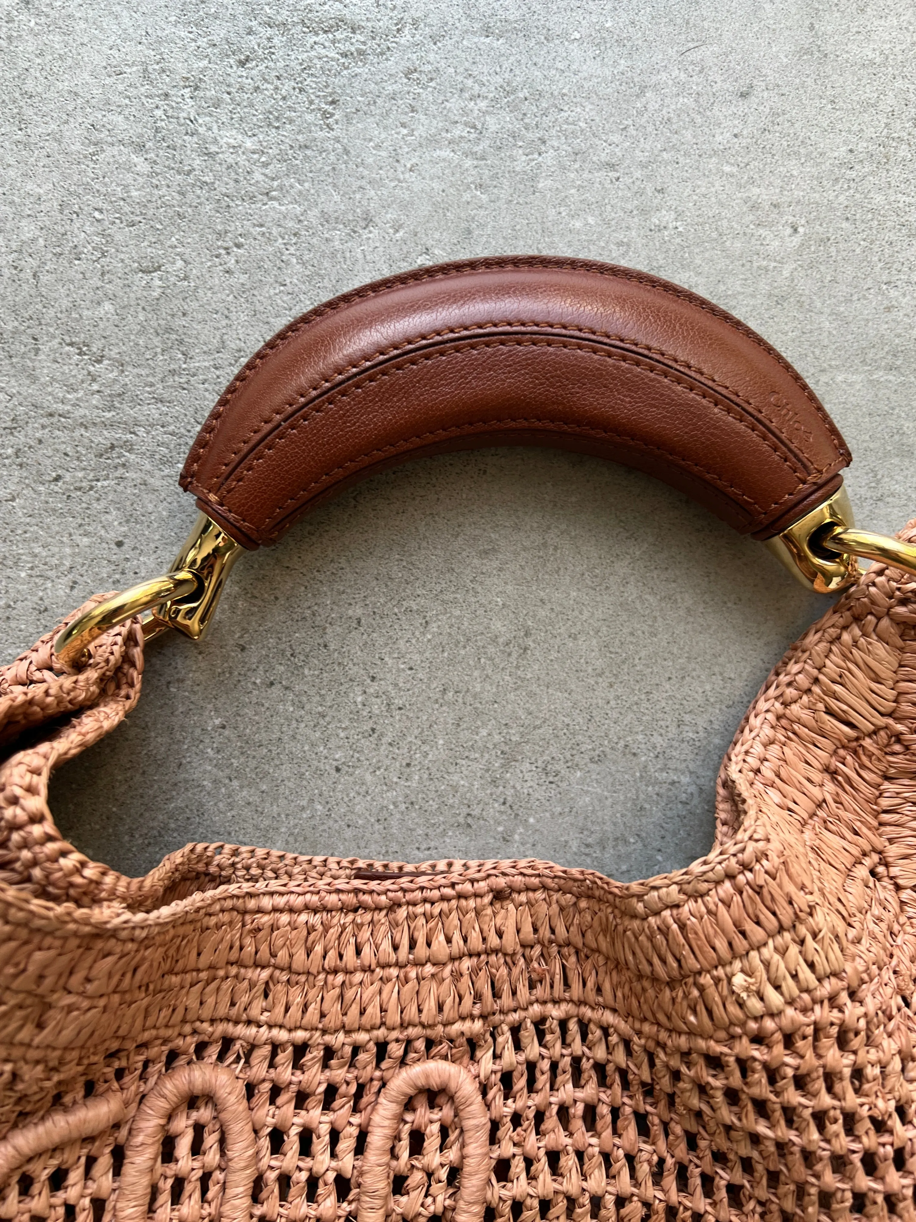 Chloé Sacs Banana Raffia Hobo, Beige