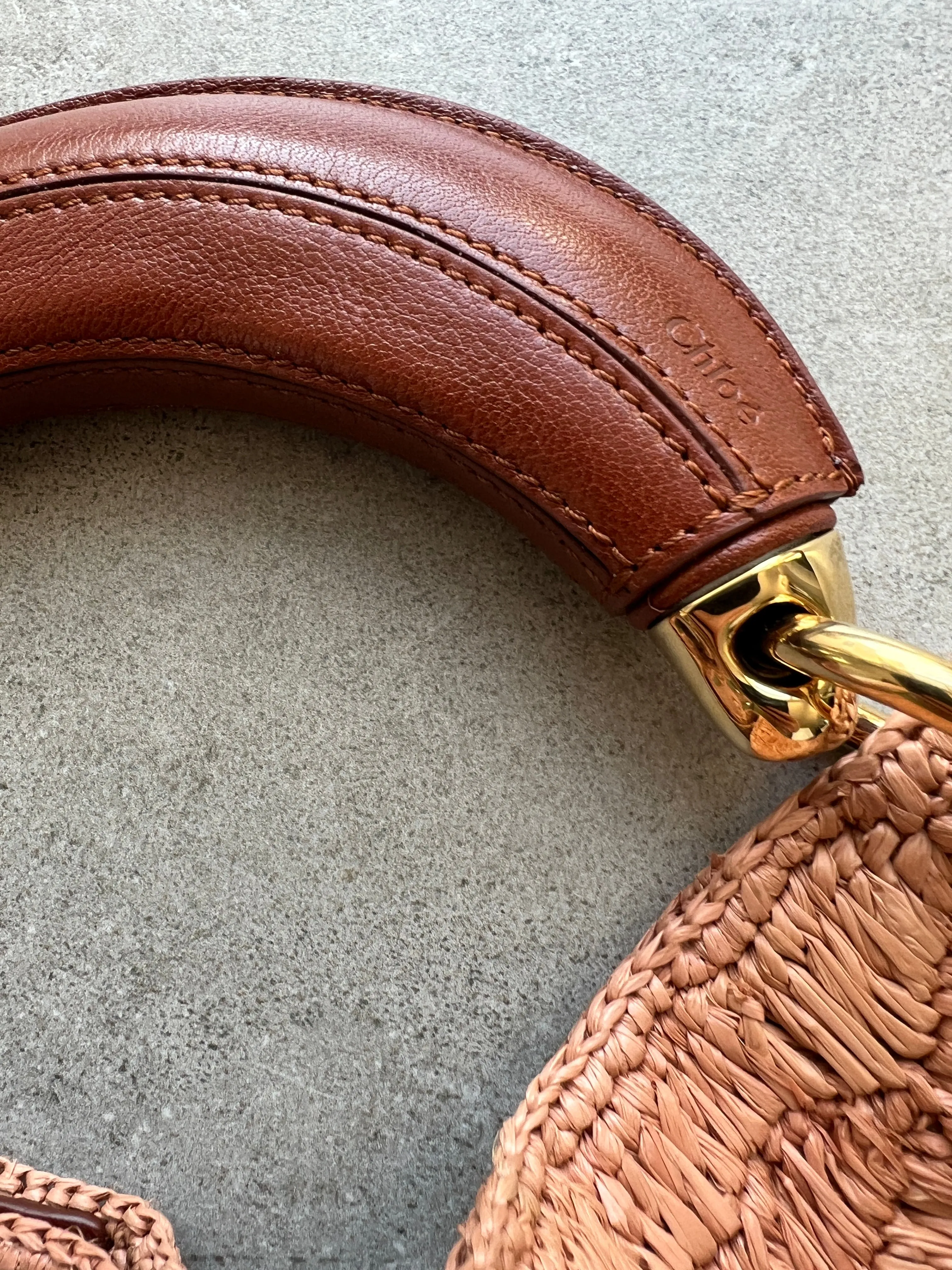 Chloé Sacs Banana Raffia Hobo, Beige