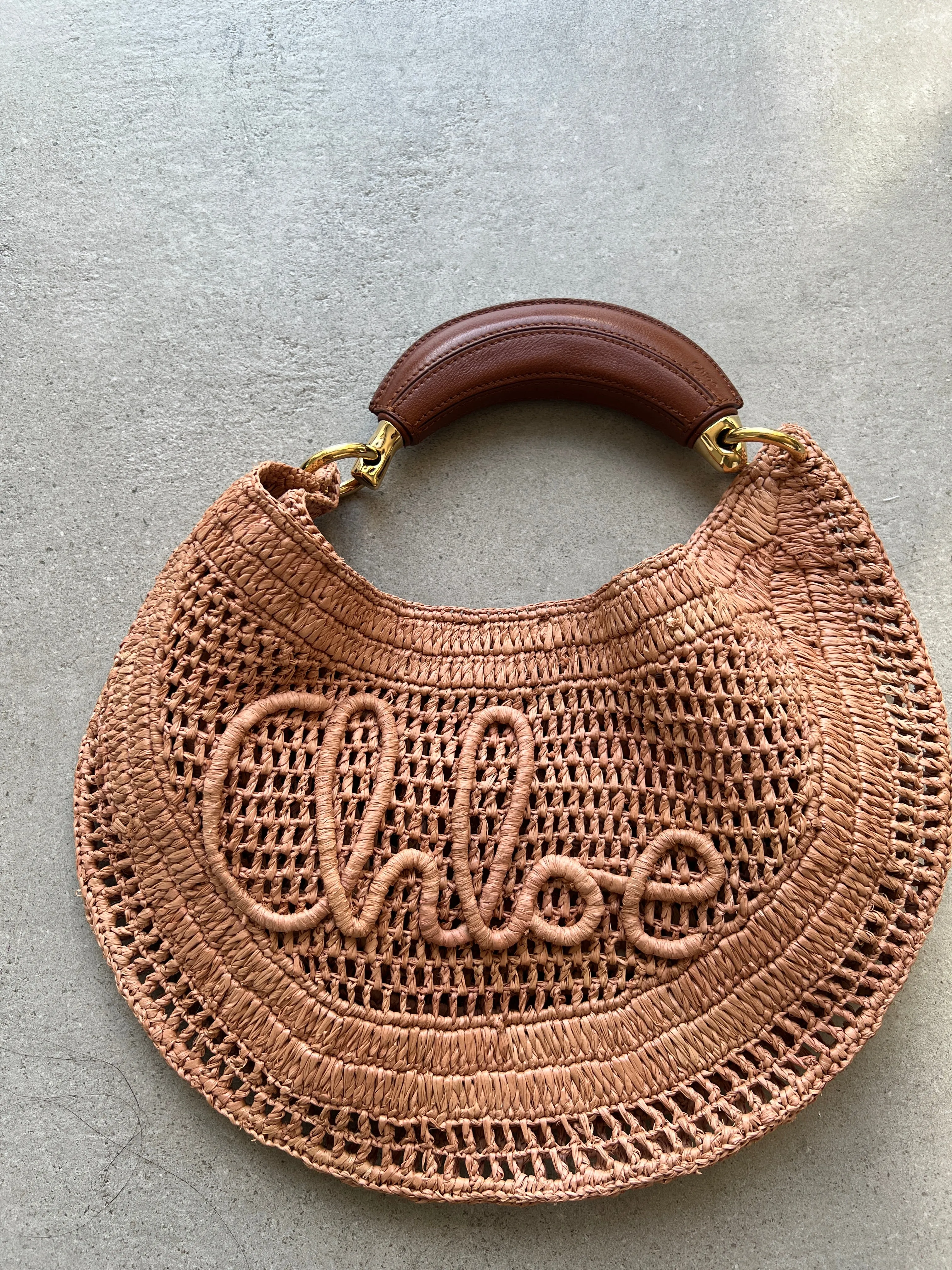 Chloé Sacs Banana Raffia Hobo, Beige