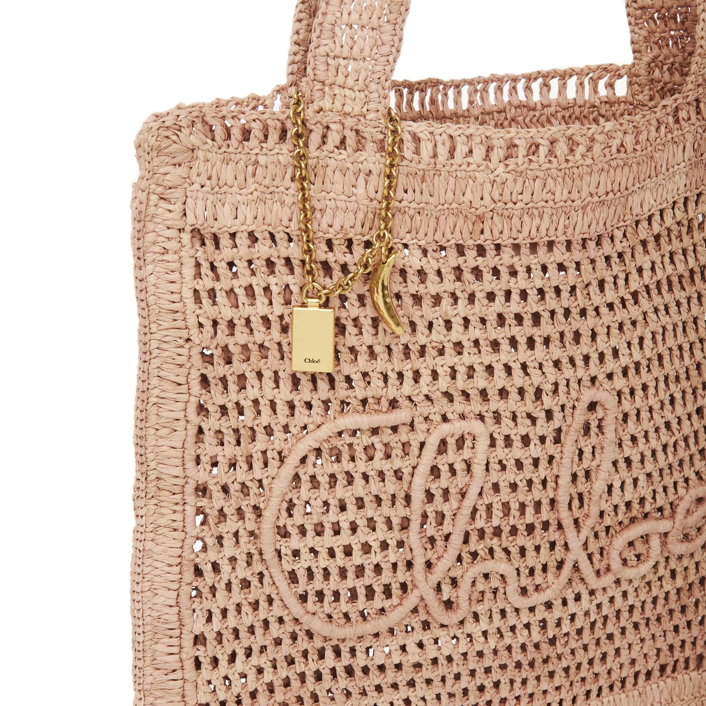 Chloé Sacs Tote en raphia banane, Beige