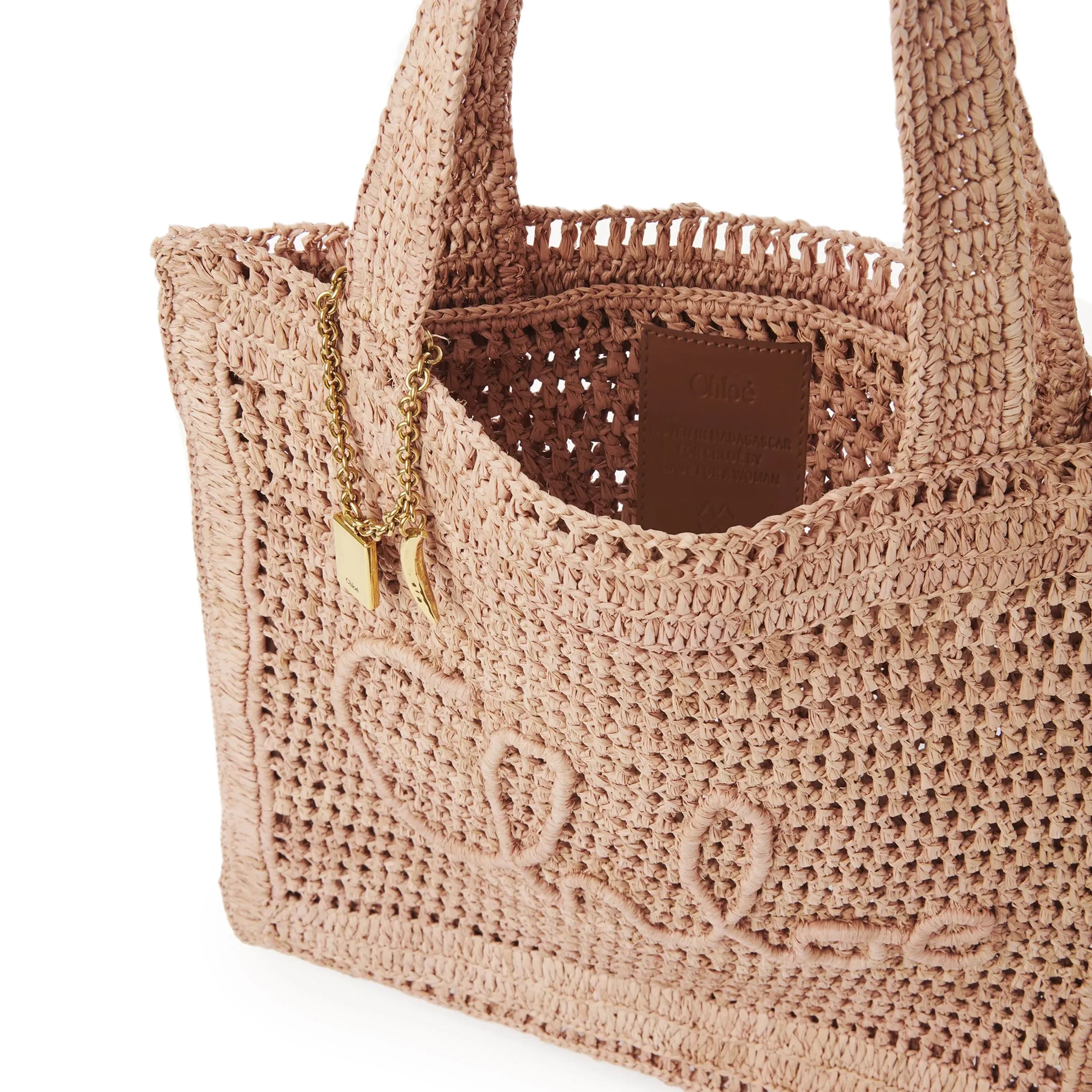 Chloé Sacs Tote en raphia banane, Beige