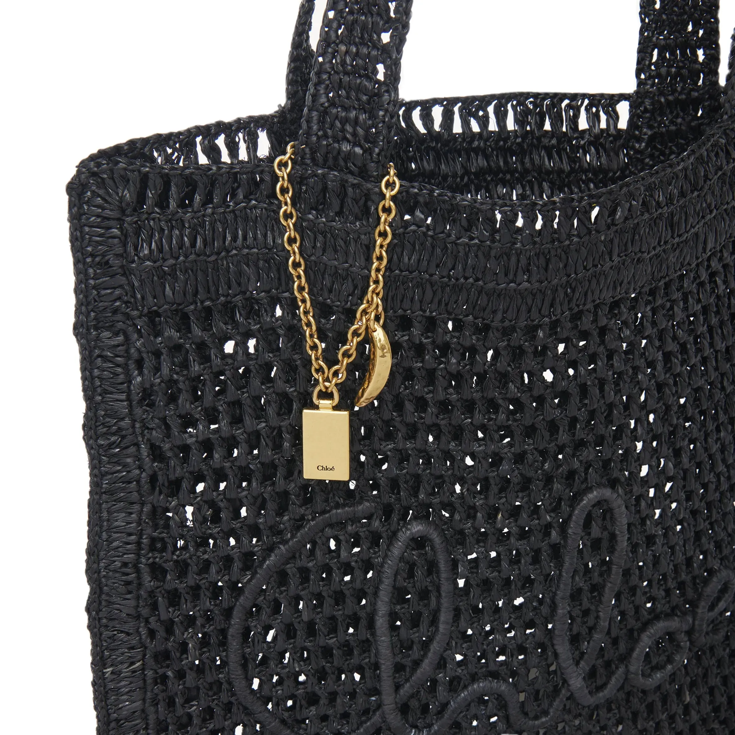 Chloé Sac Banana Raffia Tote, Noir