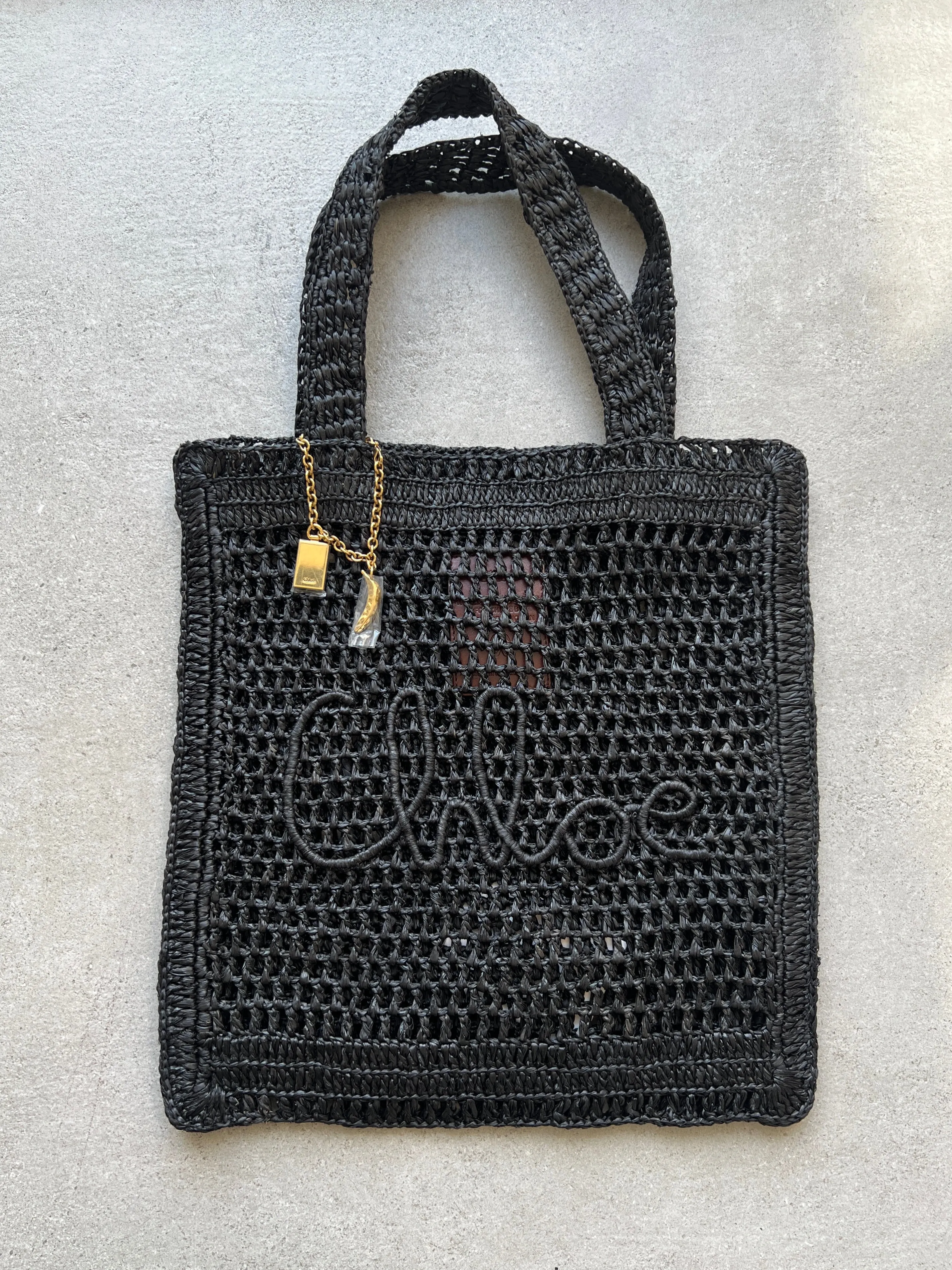 Chloé Sac Banana Raffia Tote, Noir