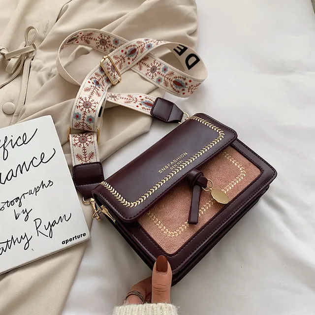 Sacs Bandoulière en Cuir à Contraste pour Femmes 2019, Sac à Main de Voyage Tendance, Sac Messager Épaule Simple, Sac Bandoulière Femme, Fashion Nova Bags