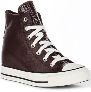 Converse All Star A12349C Wedge In Burgundy Leather Shoes Converse