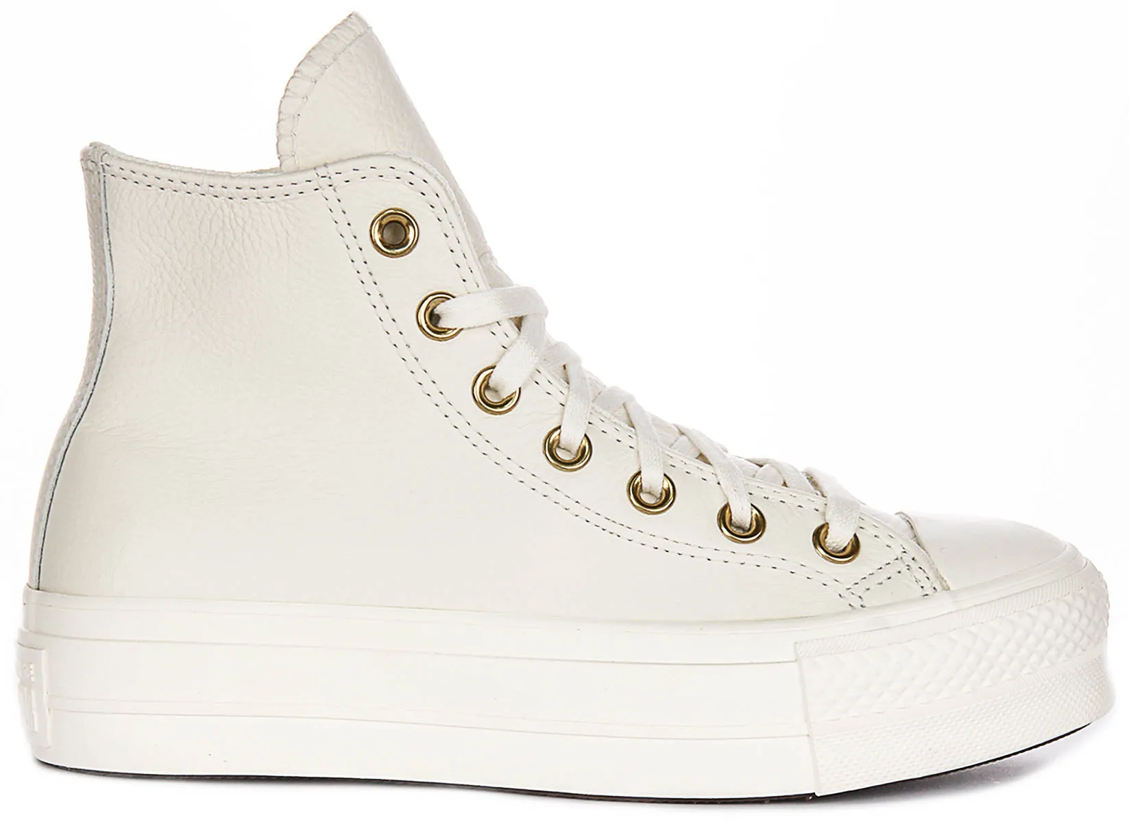 Converse All Star Lift Hi A12764C en cuir crème or Converse
