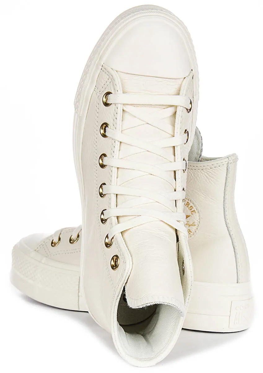 Converse All Star Lift Hi A12764C en cuir crème or Converse