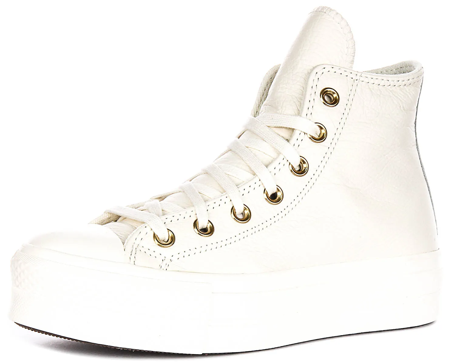 Converse All Star Lift Hi A12764C en cuir crème or Converse